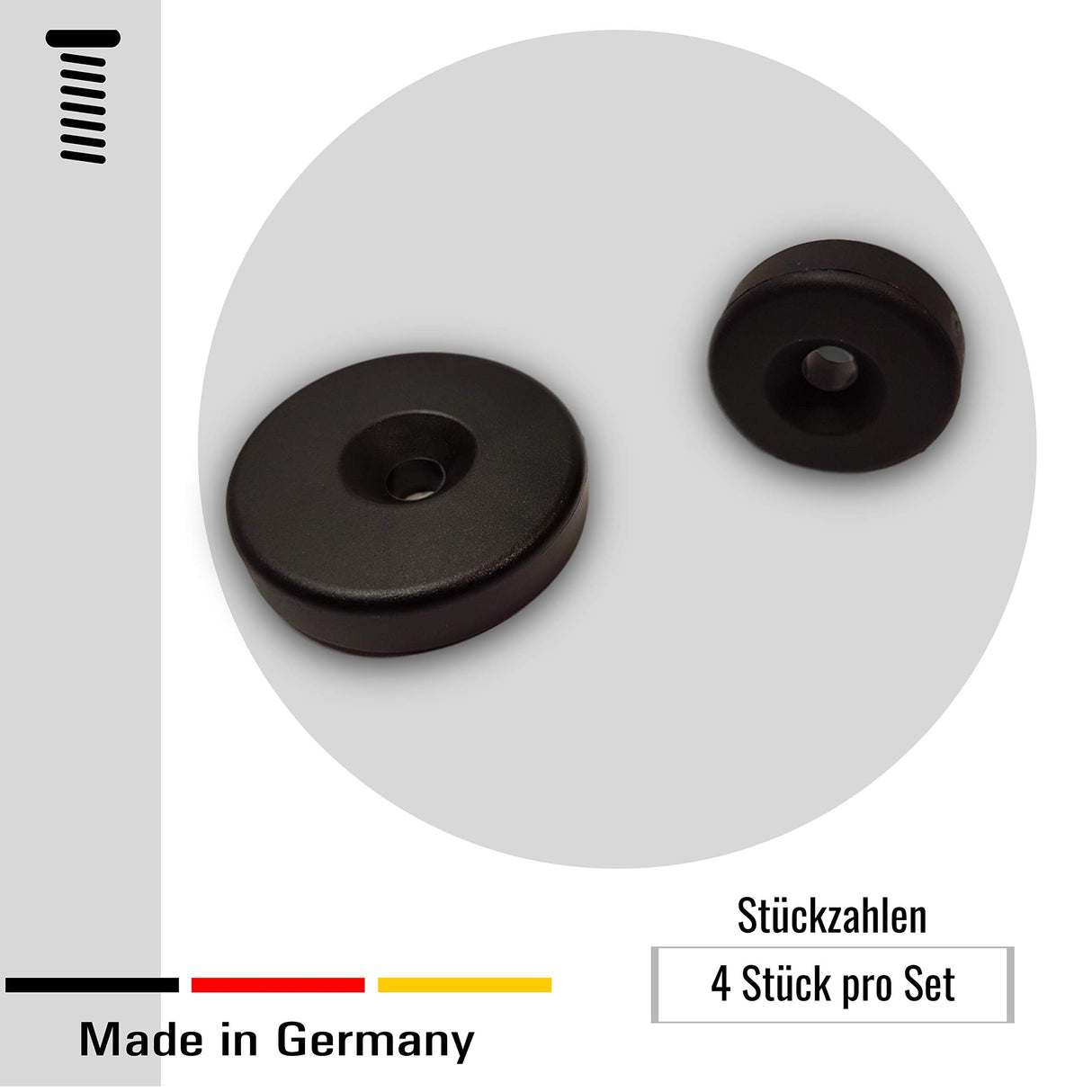 4 St. Möbelgleiter/Gleitscheiben, rund, schwarz - Klama - Möbelzubehör