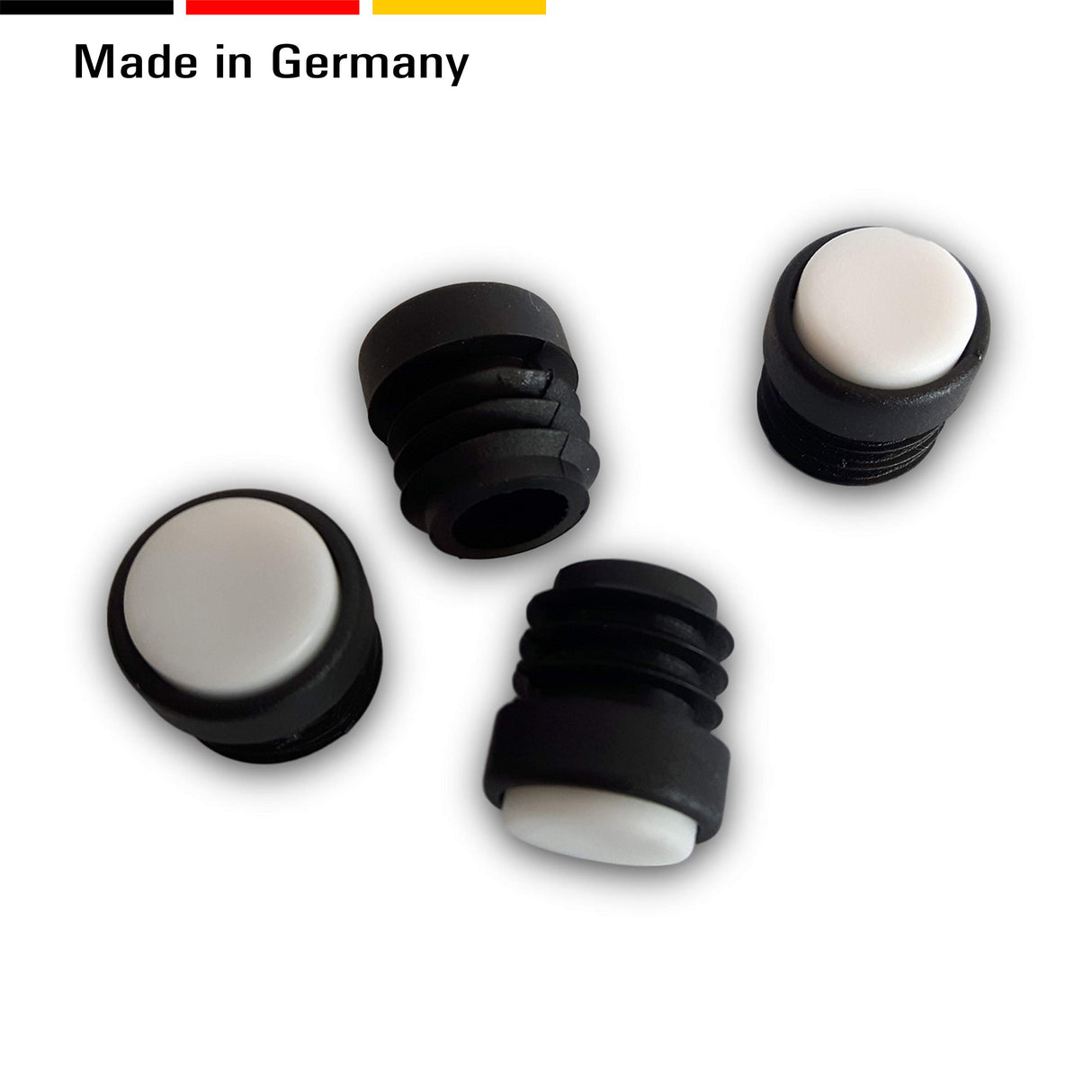 4 Stuhlgleiter rund, schwarz,geräuscharm durch POM/PFTE Einsatz, Leisegleiter - Klama - Möbelzubehör