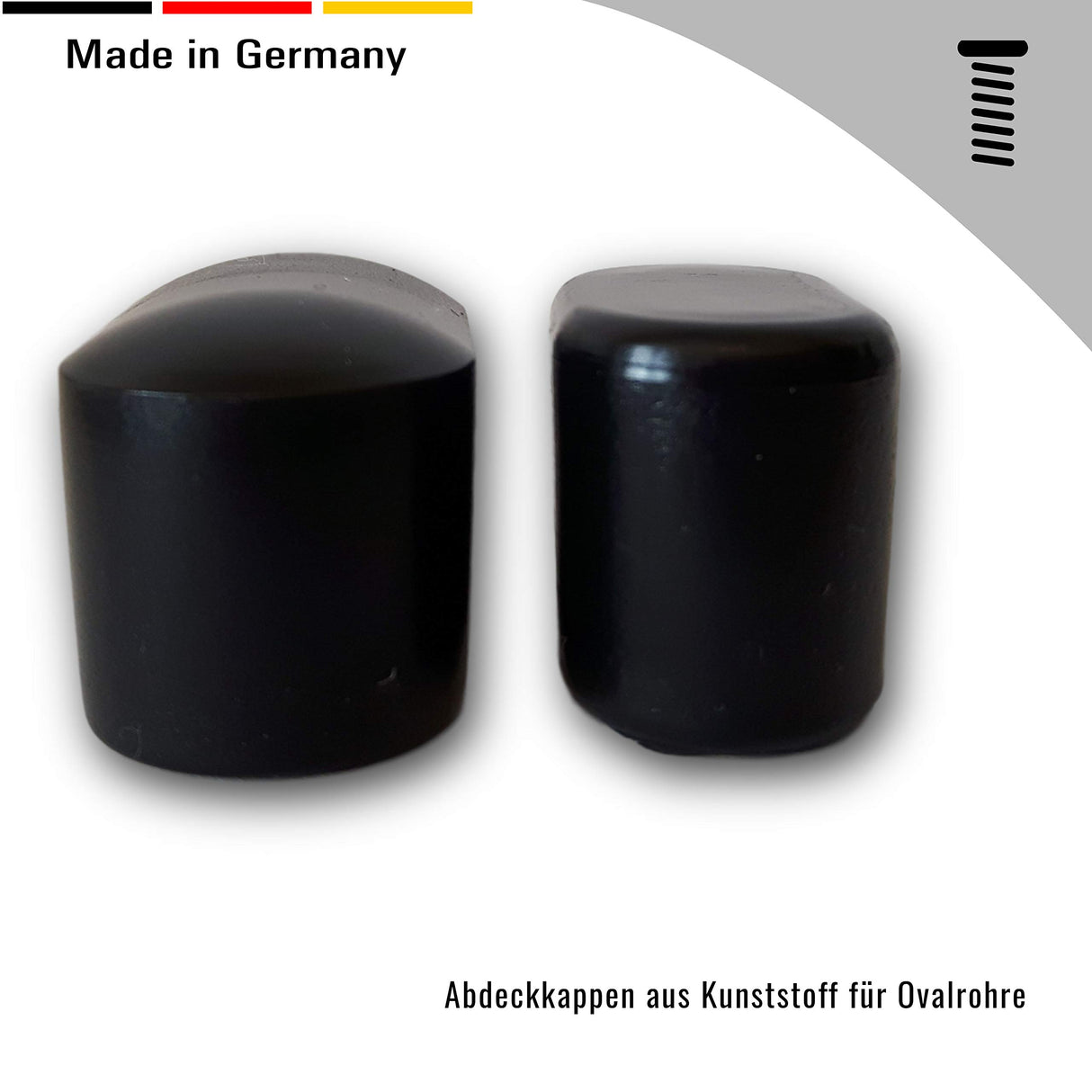4 St. Abdeckkappen/Stuhlbeinkappen Kunststoff für Ovalrohre - Klama - Möbelzubehör