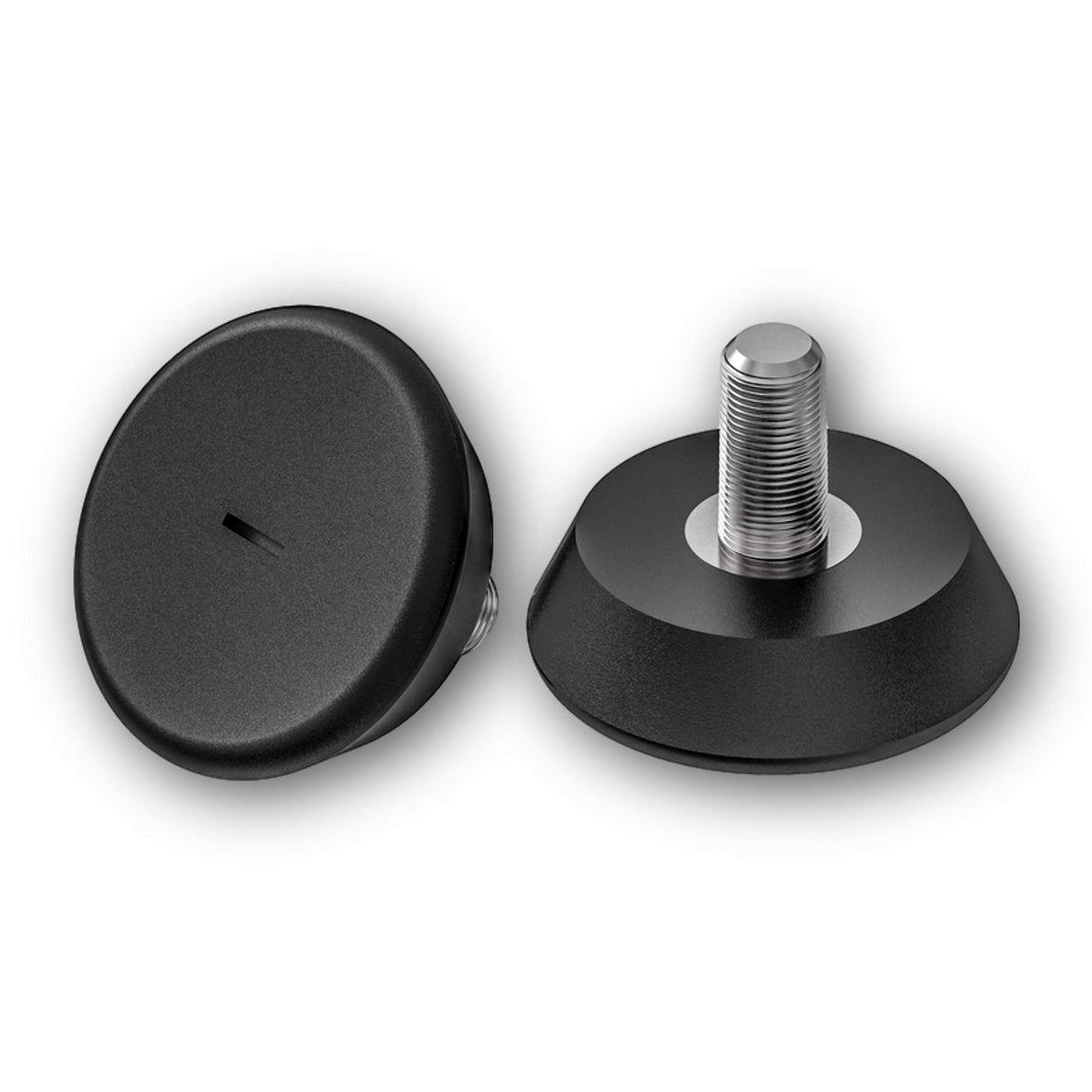 4 Stellteller/Möbelfüße/Bodenausgleichsschrauben Kunststoff mit Gewindebolzen Stahl verzinkt, schwarz - Klama - Möbelzubehör