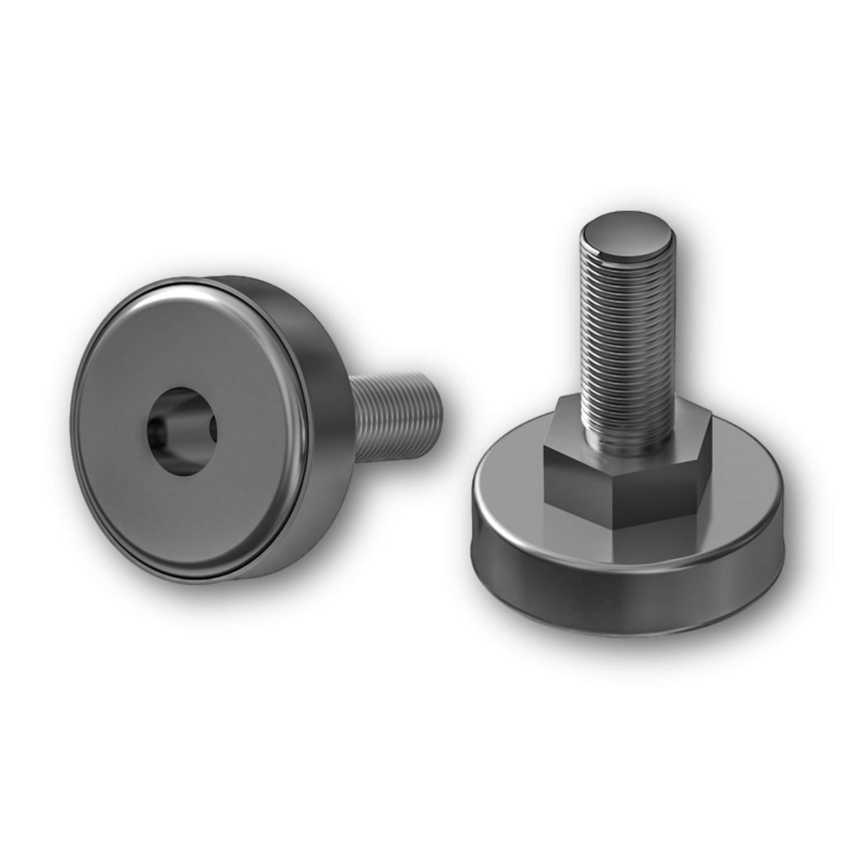2 Höhenversteller/Bodenausgleichsschrauben mit Edelstahlkappe, Kunststoff/Stahl/Edelstahl - Klama - Möbelzubehör