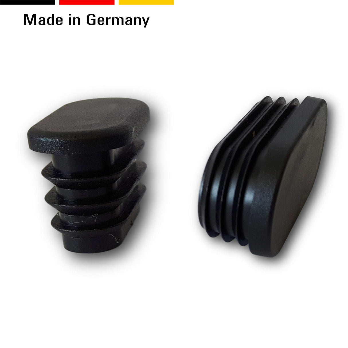 OL 4 St. Gleiter/Stopfen/Endkappen Kunststoff für Ovalrohre mit Wandstärke 1,5-2 mm Rohraussenmaß 35x20 mm Farbe schwarz - Klama - Möbelzubehör