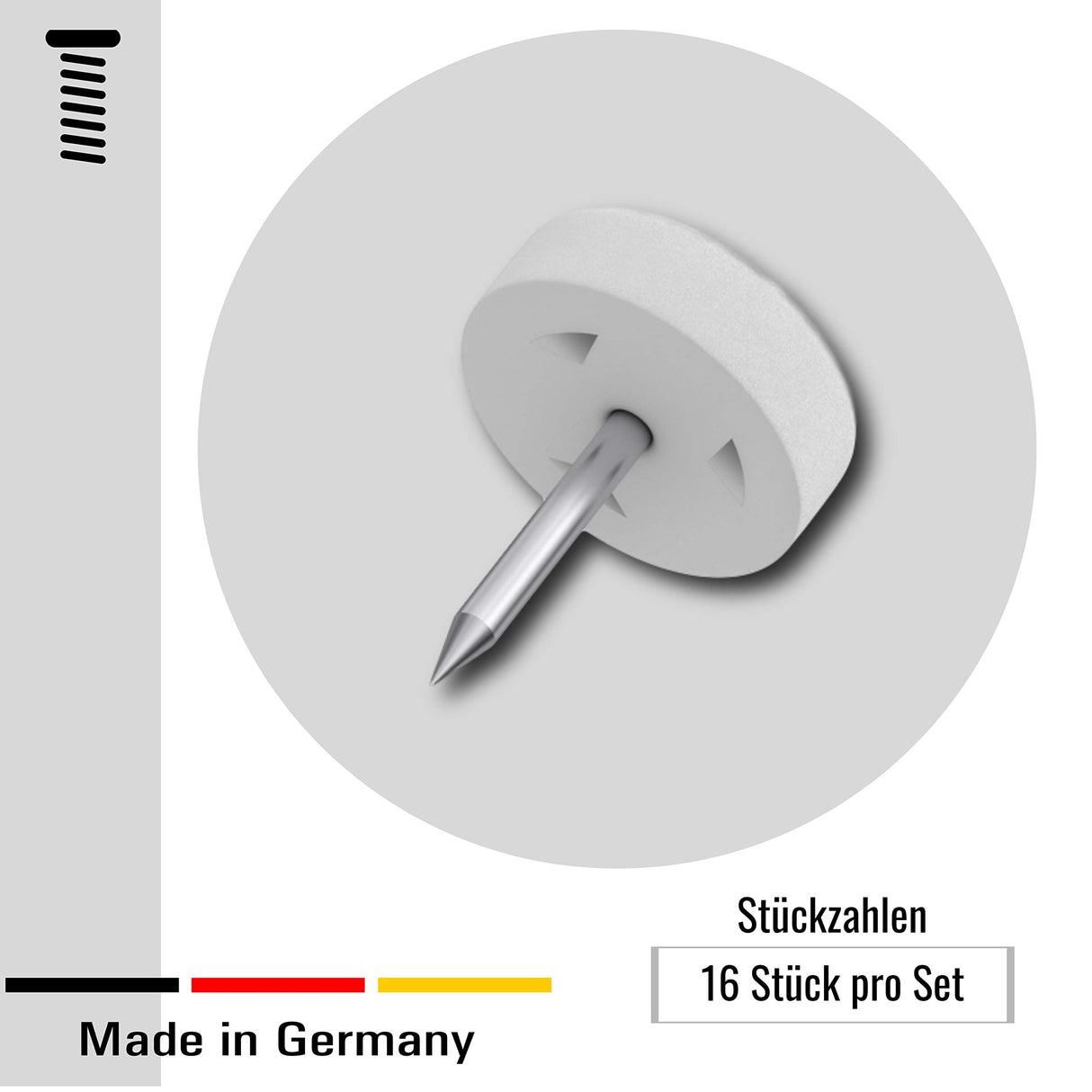 4X Nagelgleiter Stuhlgleiter mit Nagel - Kunststoff Mögelgleiter für Stühle und Tische (Natur, 35 x 18 mm) - Klama - Möbelzubehör
