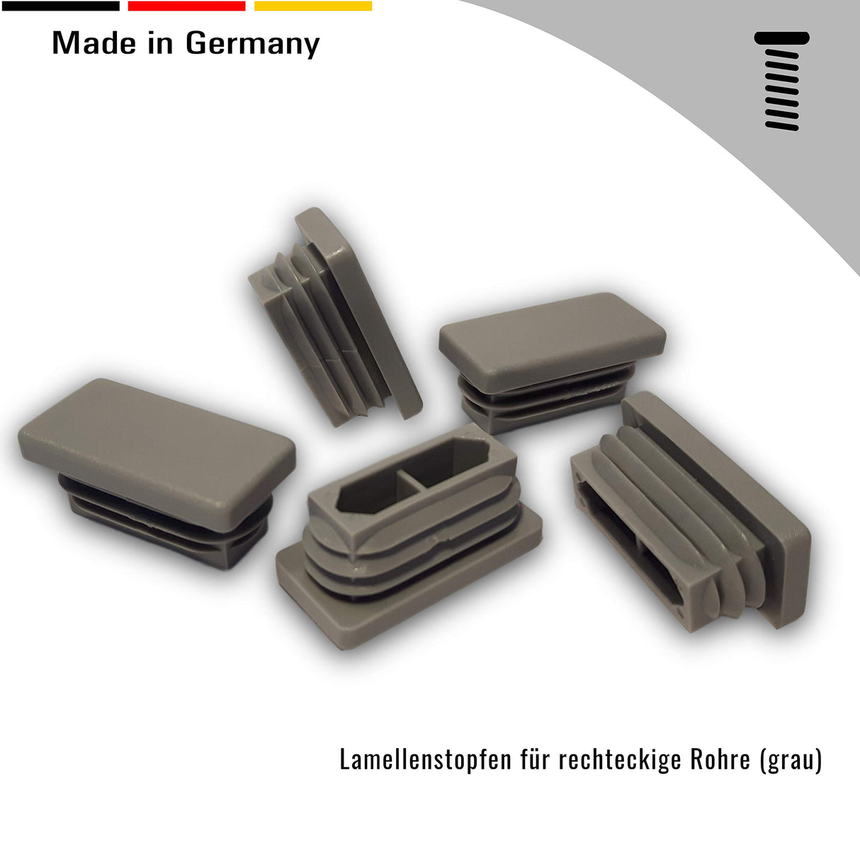 OL 20 Stopfen, grau, für Rechteckige Rohre, Aussenmaß 40x30x3mm - Klama - Möbelzubehör