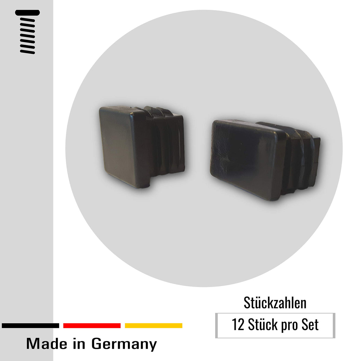 OL 12 St. Gleiter/Stopfen/Stuhlgleiter mit Bodenfläche 10° abgewinkelt, für Rohrwandstärke 1,5-2mm / 20x15 mm - Klama - Möbelzubehör