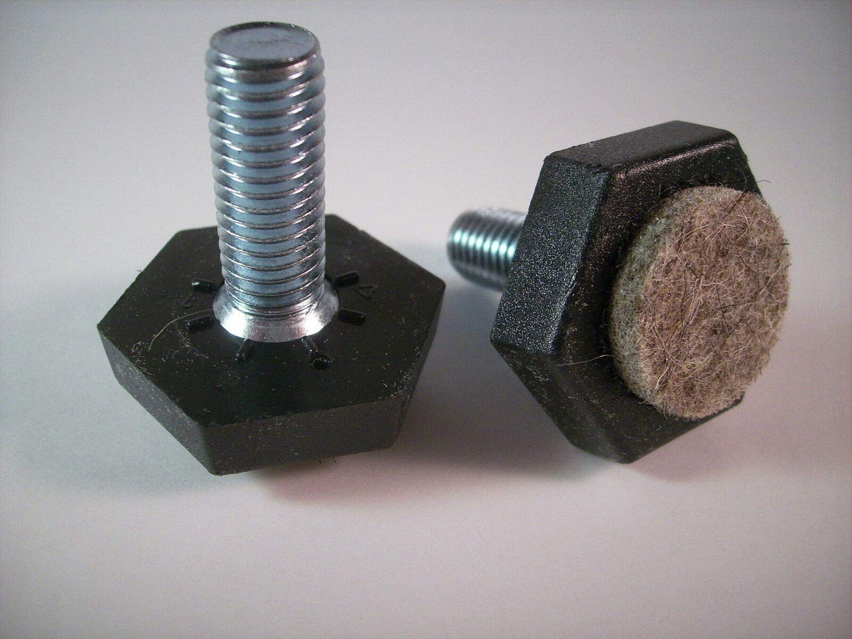 2x Bodenausgleichsschrauben Gewindegleiter Filz sechskant Gewindebolzen Stahl verzinkt - Klama - Möbelzubehör