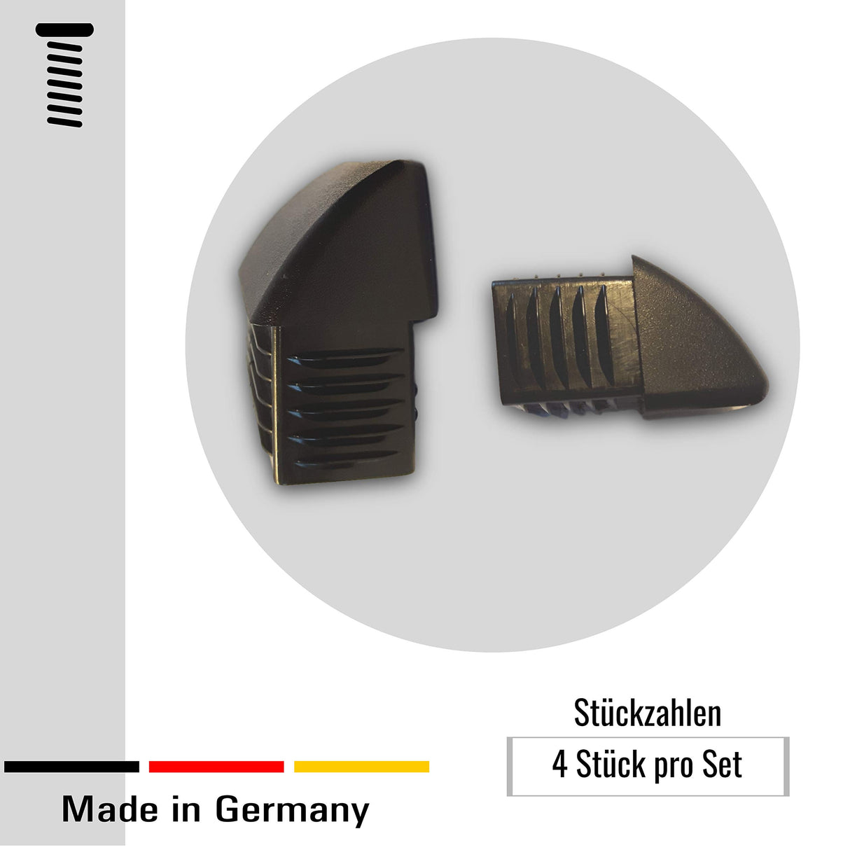OL 4 St. Rohrendstücke/Sichtstopfen für Rechteckige Rohre mit Rohrwandstärke 1,5-2 mm / 30x20mm - Klama - Möbelzubehör