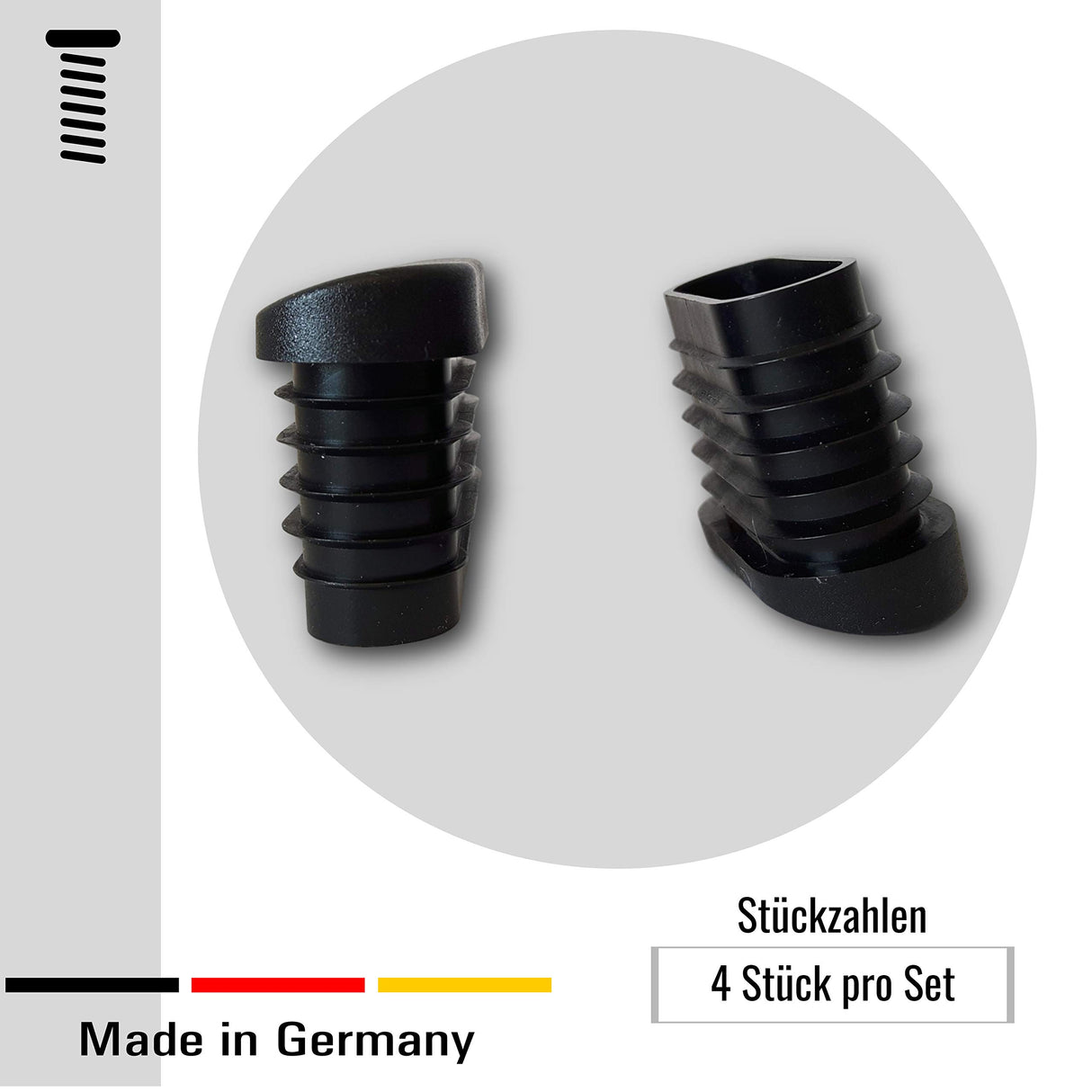 4Gleiter/Stopfen für schrägstehende Ovale Stuhlbeine Rohrwandstärke 1,5-2 mm - Klama - Möbelzubehör