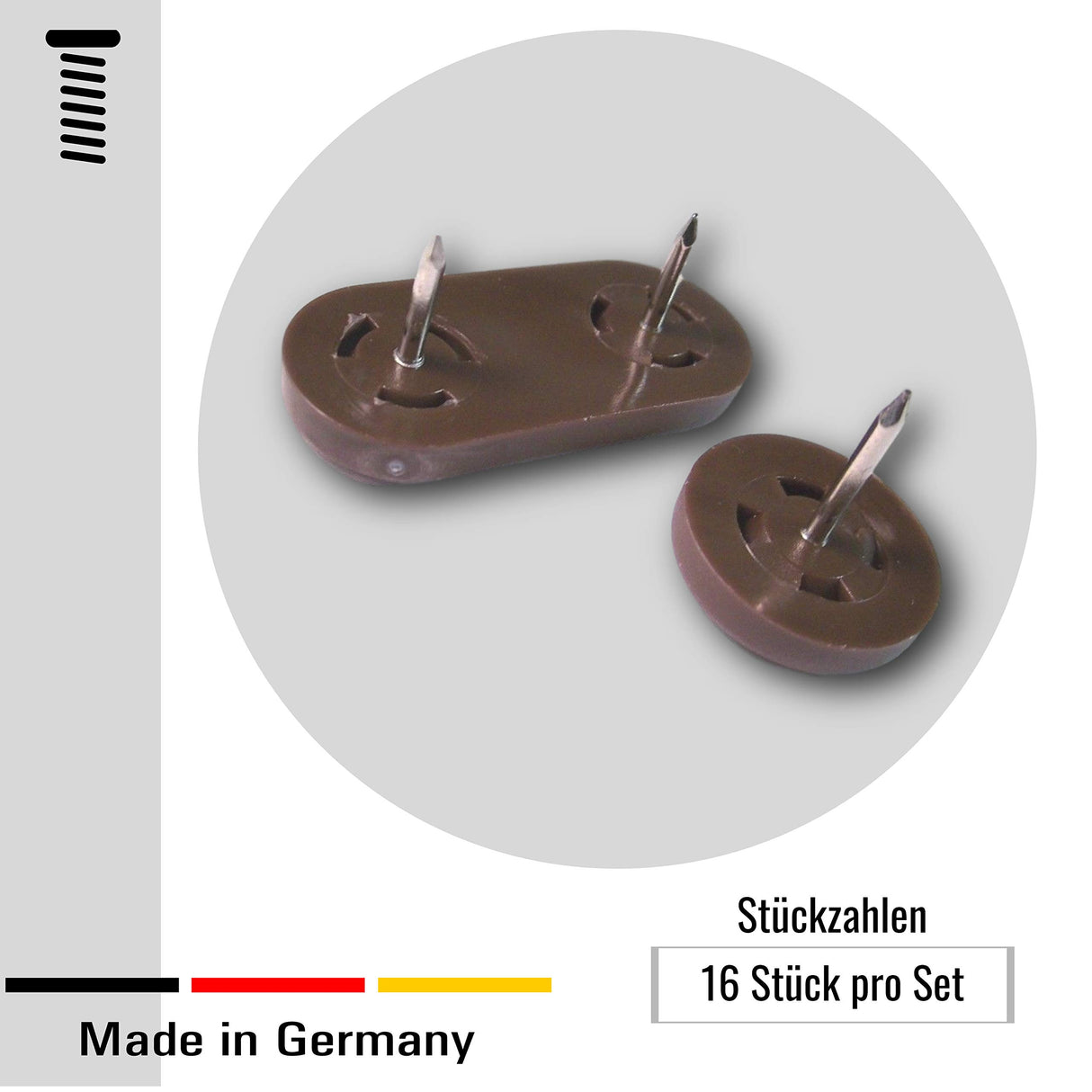 4X Nagelgleiter Stuhlgleiter mit Nagel - Kunststoff Mögelgleiter für Stühle und Tische (Natur, 35 x 18 mm) - Klama - Möbelzubehör