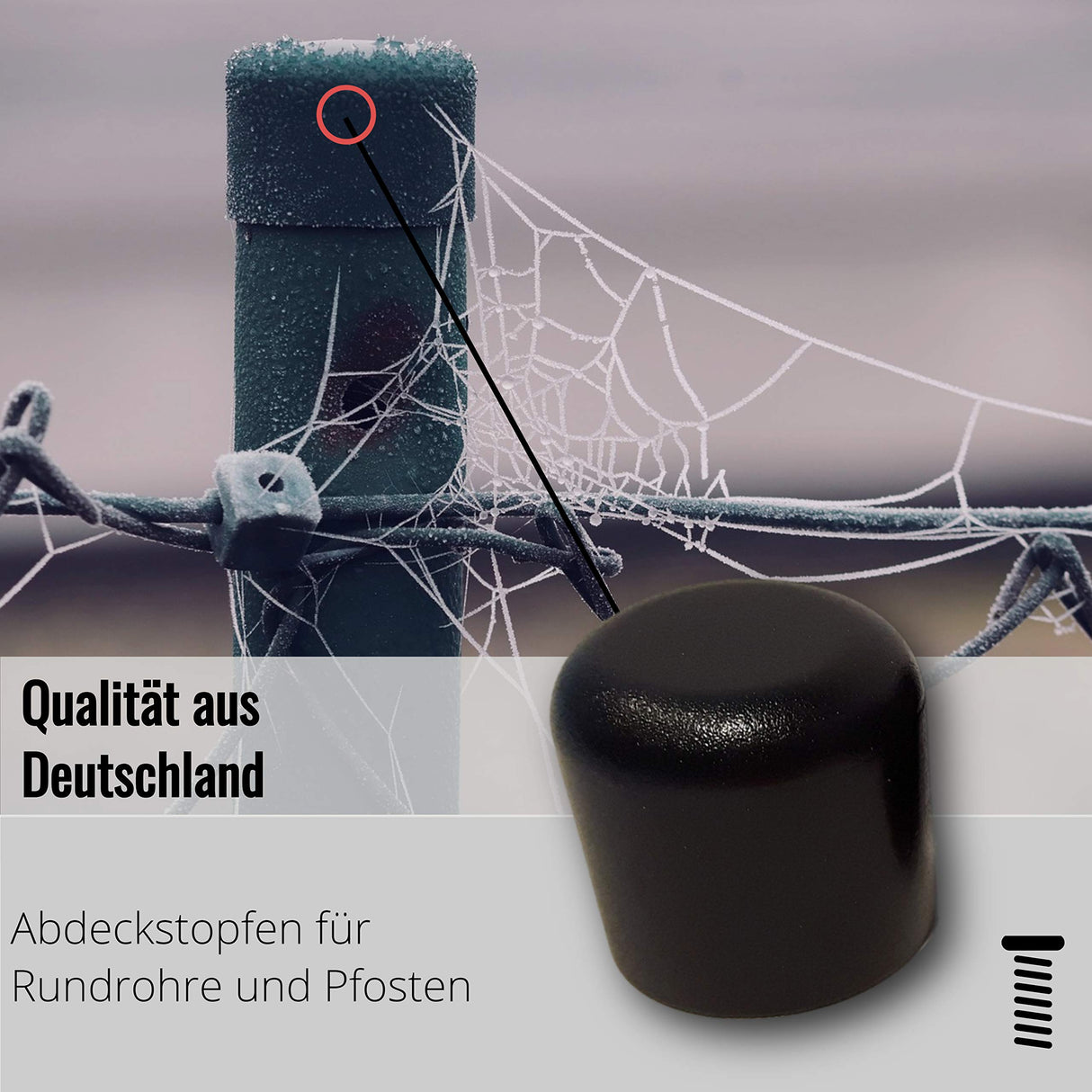 4 Kappen, schwarz, für Rundrohre/Rundstäbe/Pfostenkappen - Klama - Möbelzubehör