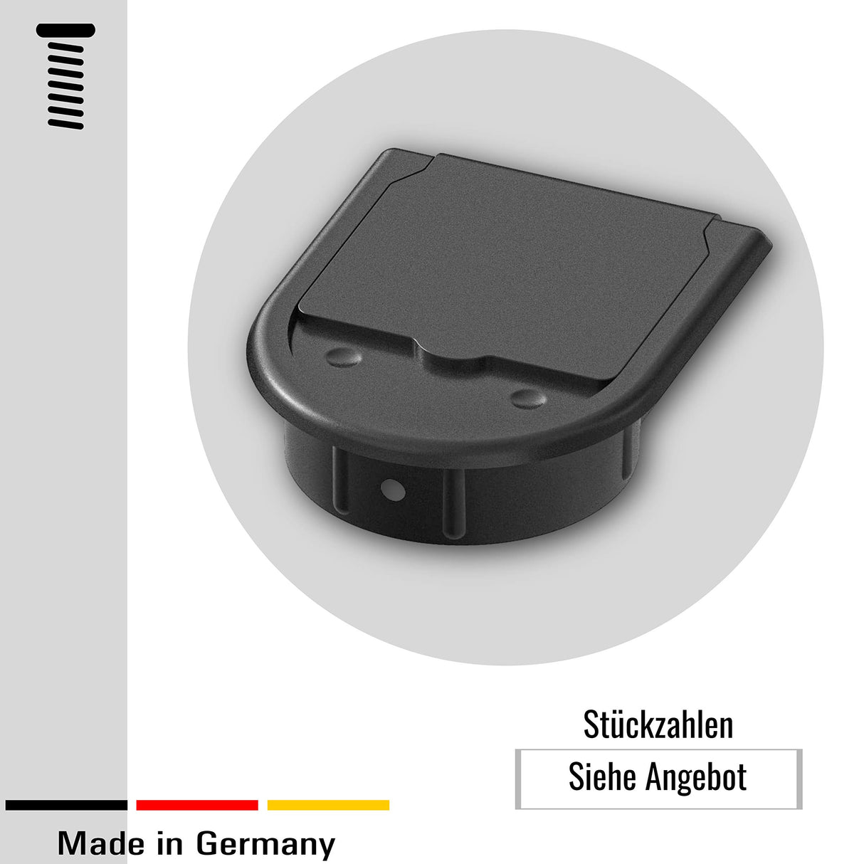 1 Kabeldurchführung Schreibtisch zur Montage an Tischkanten, Kunststoff (25 mm, Schwarz) - Klama - Möbelzubehör