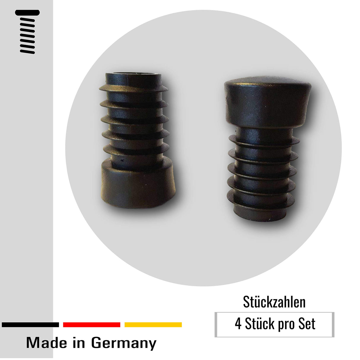 OL 4 St. Gleiter/Stopfen mit konischem Kopf, für Rundrohre mit Wandstärke 1,5-2,5 mm / 28mm - Klama - Möbelzubehör