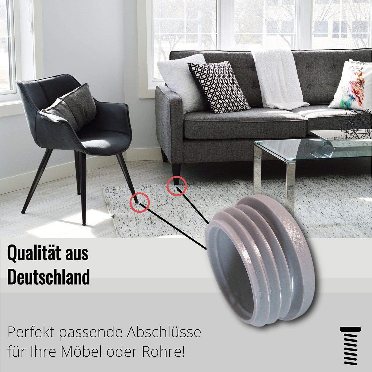 1 Gleiter für Rundrohre, Außendurchmesser 125 mm - Klama - Möbelzubehör