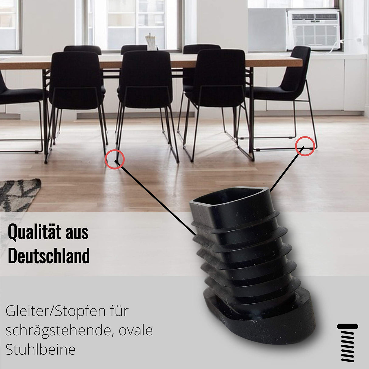 4Gleiter/Stopfen für schrägstehende Ovale Stuhlbeine Rohrwandstärke 1,5-2 mm - Klama - Möbelzubehör