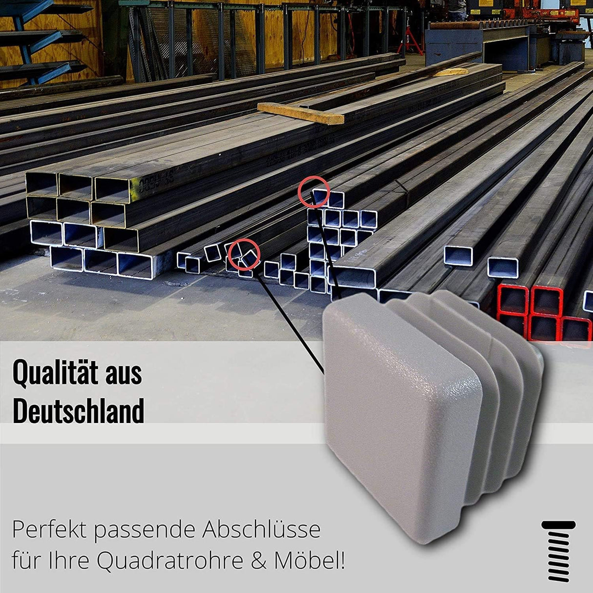 20 Stopfen für Quadratrohre, Grau (15 x 15 mm) - Klama - Möbelzubehör