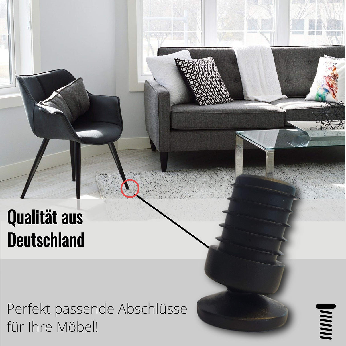 4 St. Stuhlgleiter mit Gelenk und Kunststoffgleitfläche, für Rundrohre mit Wandstärke 1,5-2 mm, max. Neigungswinkel 25° - Klama - Möbelzubehör