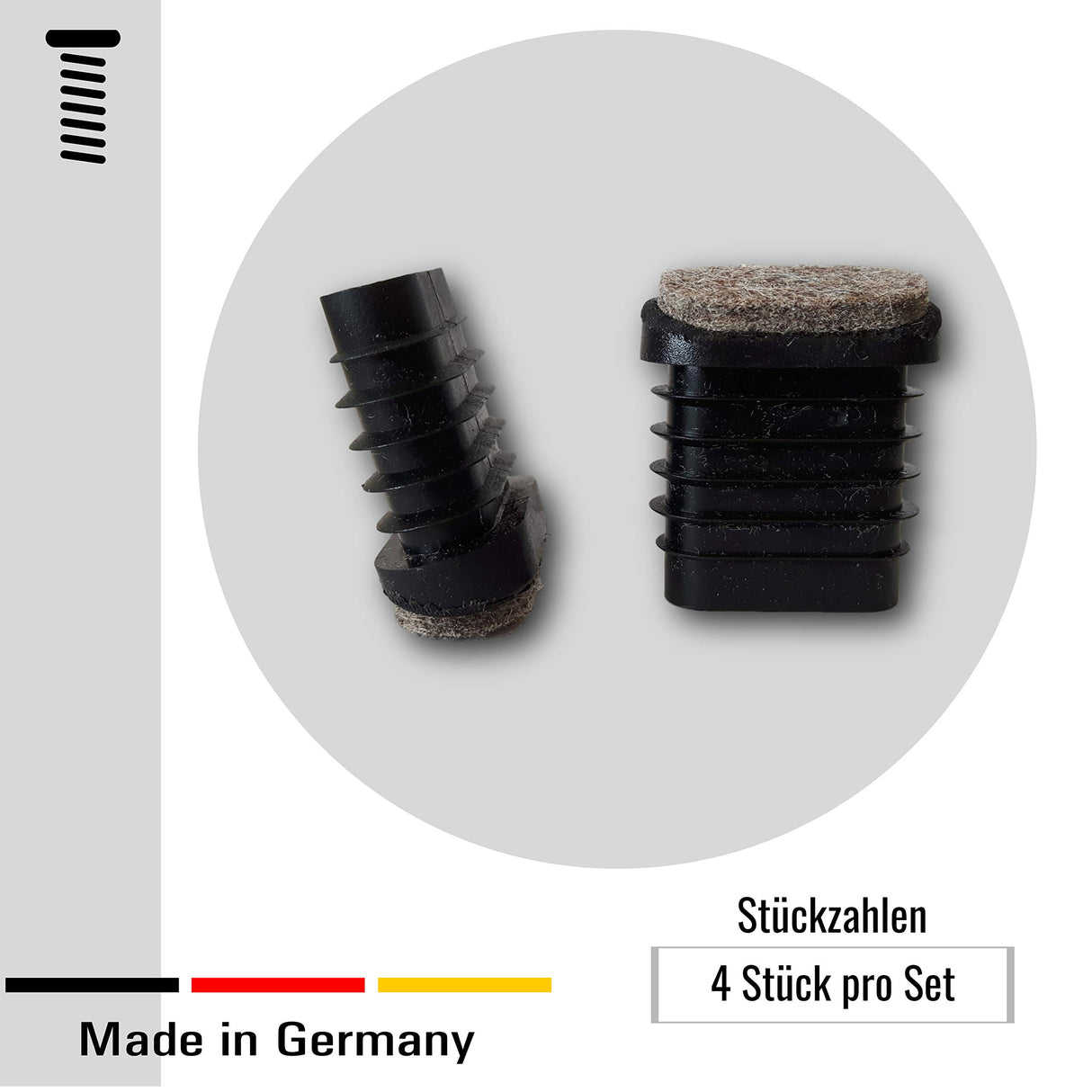 4 Gleiter/Stopfen für schrägstehende Ovale Stuhlbeine mit Rohrwandstärke 1,5-2 mm - Klama - Möbelzubehör