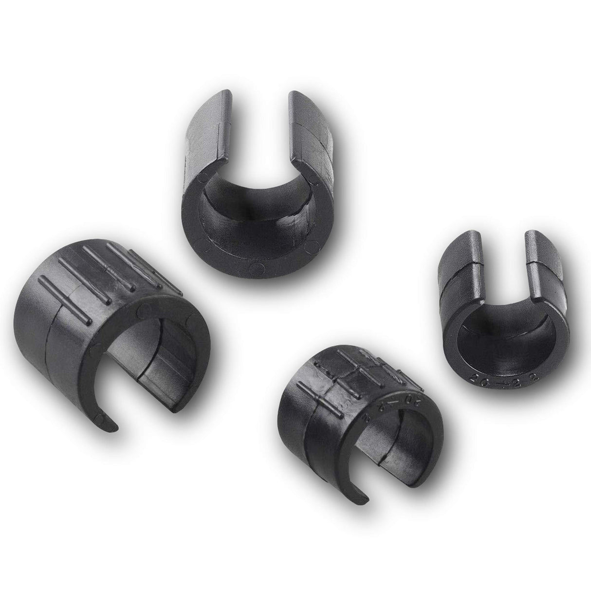 4 Stuhlgleiter Freischwinger Schwarz - Klemmschalengleiter aus Kunststoff für runde Rohre in verschiedenen Größen