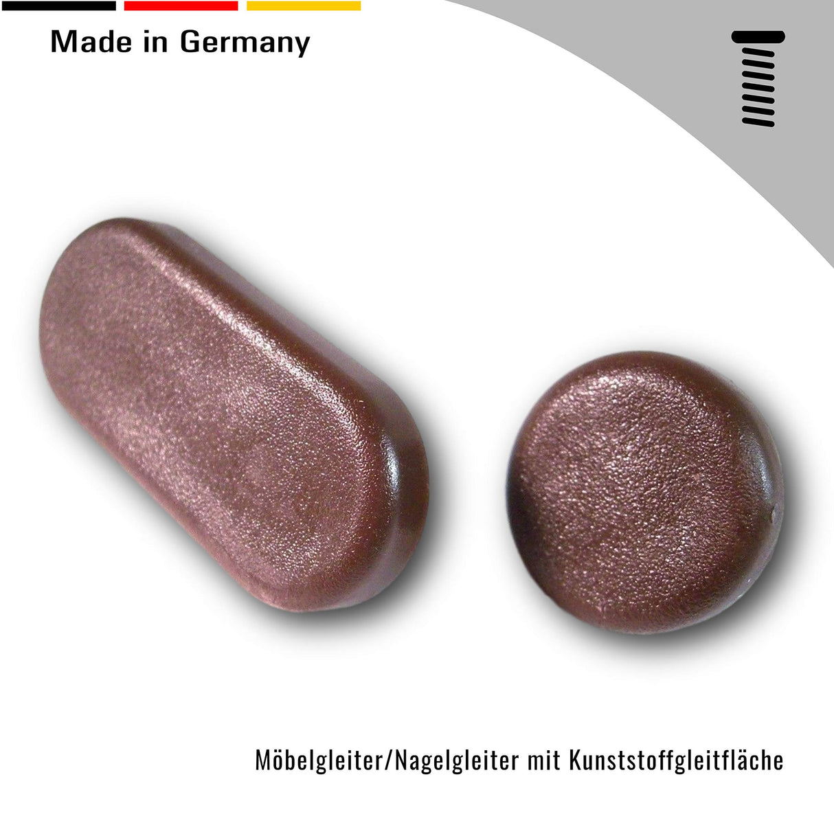 4X Nagelgleiter Stuhlgleiter mit Nagel - Kunststoff Mögelgleiter für Stühle und Tische (Natur, 35 x 18 mm) - Klama - Möbelzubehör