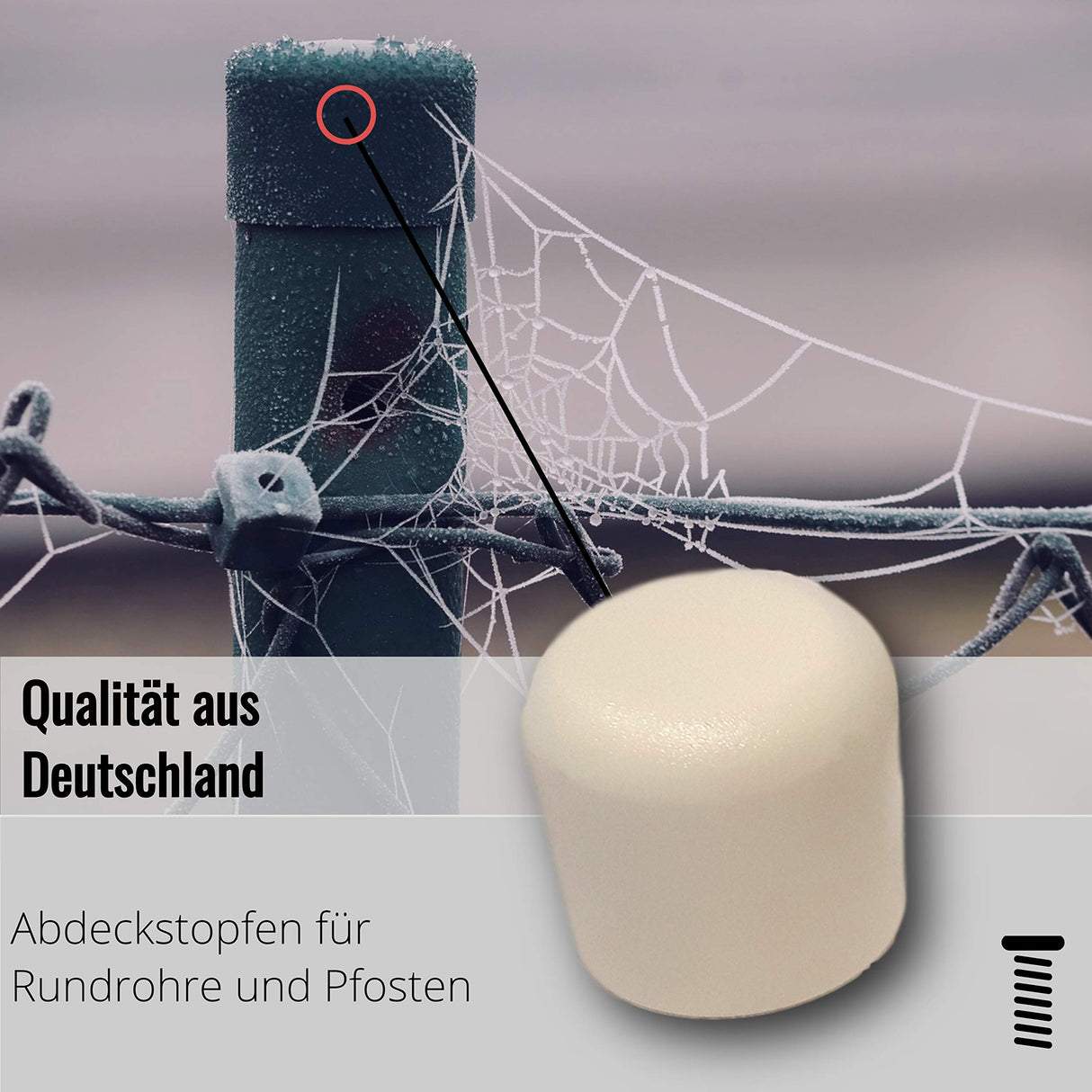 4 Kappen, schwarz, für Rundrohre/Rundstäbe/Pfostenkappen - Klama - Möbelzubehör