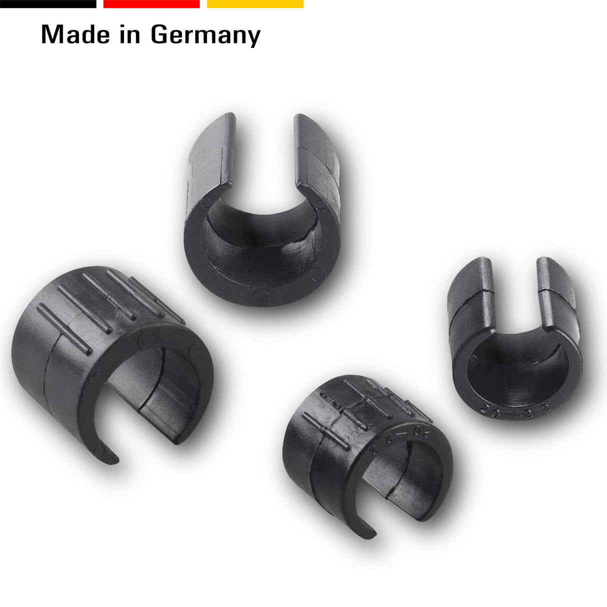 4 Stuhlgleiter Freischwinger Schwarz - Klemmschalengleiter aus Kunststoff für runde Rohre in verschiedenen Größen