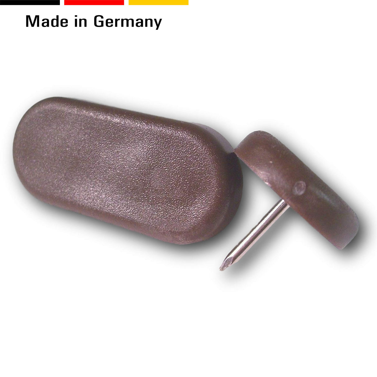 4X Nagelgleiter Stuhlgleiter mit Nagel - Kunststoff Mögelgleiter für Stühle und Tische (Natur, 35 x 18 mm) - Klama - Möbelzubehör