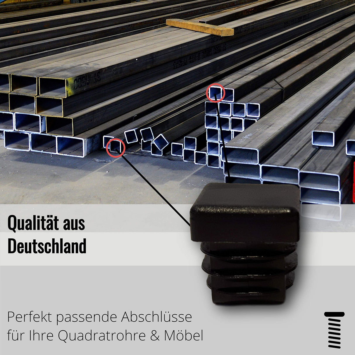 Lamellenstopfen Abdeckstopfen für quadratische Rohre Schwarz