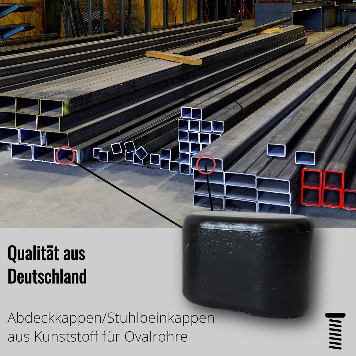 4 St. Abdeckkappen/Stuhlbeinkappen Kunststoff für Ovalrohre - Klama - Möbelzubehör