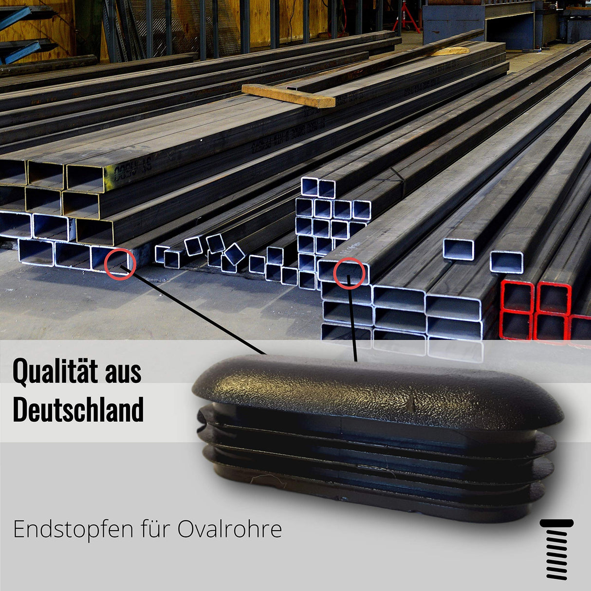 OL 4 St. Zierstopfen/Sichtstopfen/Endstopfen für Ovalrohre mit Rohrwandstärke 1,5-2 mm (4 St. 40x20mm) - Klama - Möbelzubehör