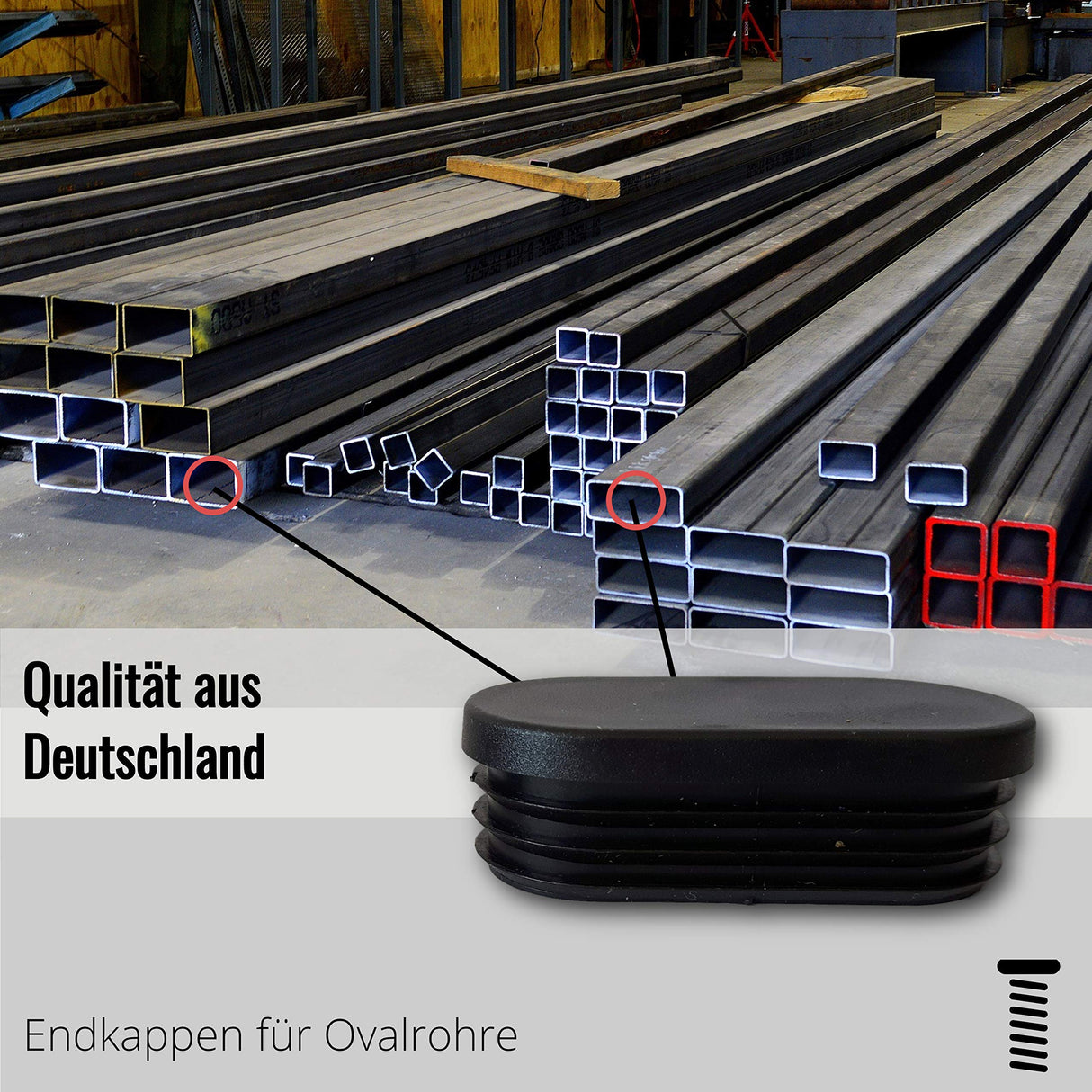 OL 4 St. Gleiter/Stopfen/Endkappen Kunststoff für Ovalrohre mit Wandstärke 1,5-2 mm Rohraussenmaß 35x20 mm Farbe schwarz - Klama - Möbelzubehör