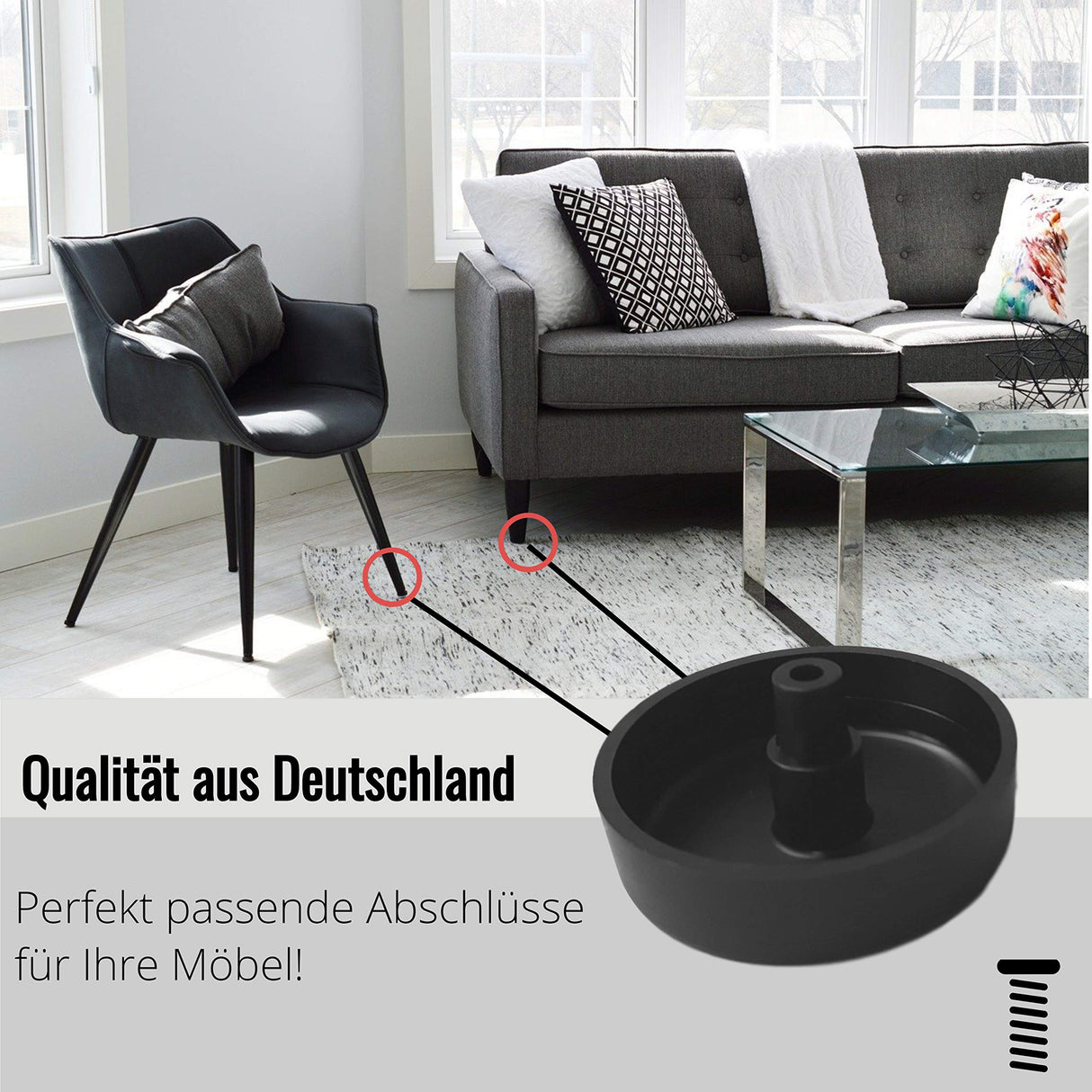 Möbelgleiter/Polsterfüße Kunststoff Rund Durchmesser 50 mm Höhe 15 mm - Klama - Möbelzubehör