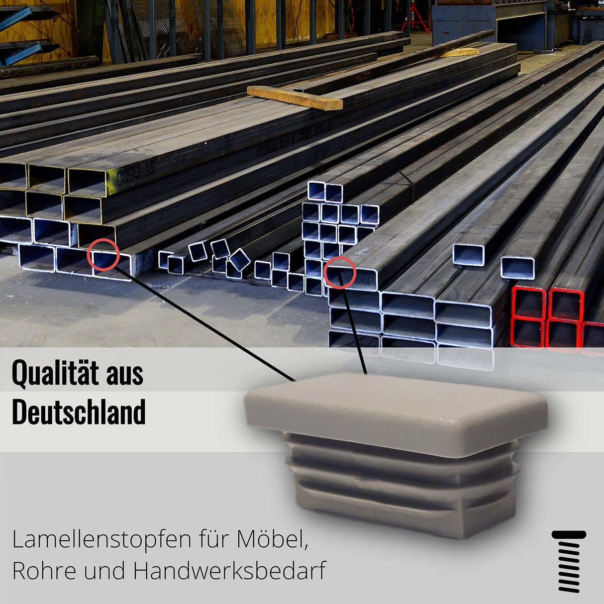 OL 20 Stopfen, grau, für Rechteckige Rohre, Aussenmaß 40x30x3mm - Klama - Möbelzubehör