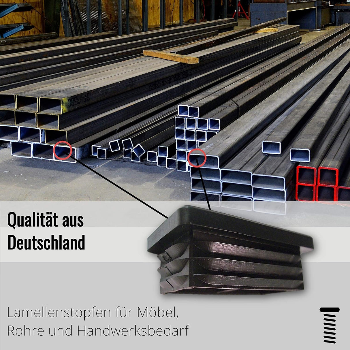 OL 20 Lamellenstopfen für rechteckige Rohre, Schwarz - Rohrstopfen aus PE Kunststoff für Vierkantrohre, Außenmaß 30x10mm - Klama - Möbelzubehör