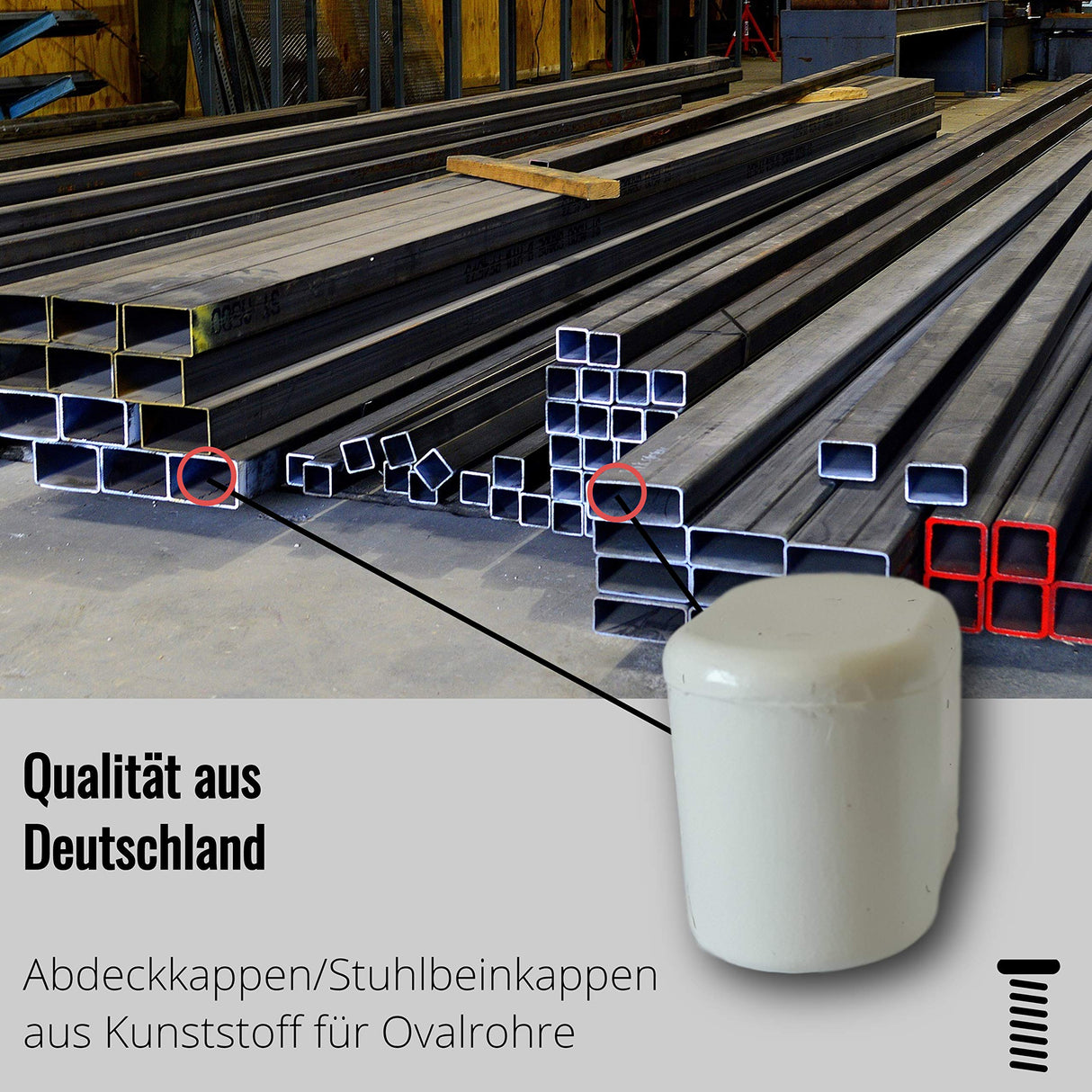 4 St. Abdeckkappen/Stuhlbeinkappen Kunststoff für Ovalrohre - Klama - Möbelzubehör