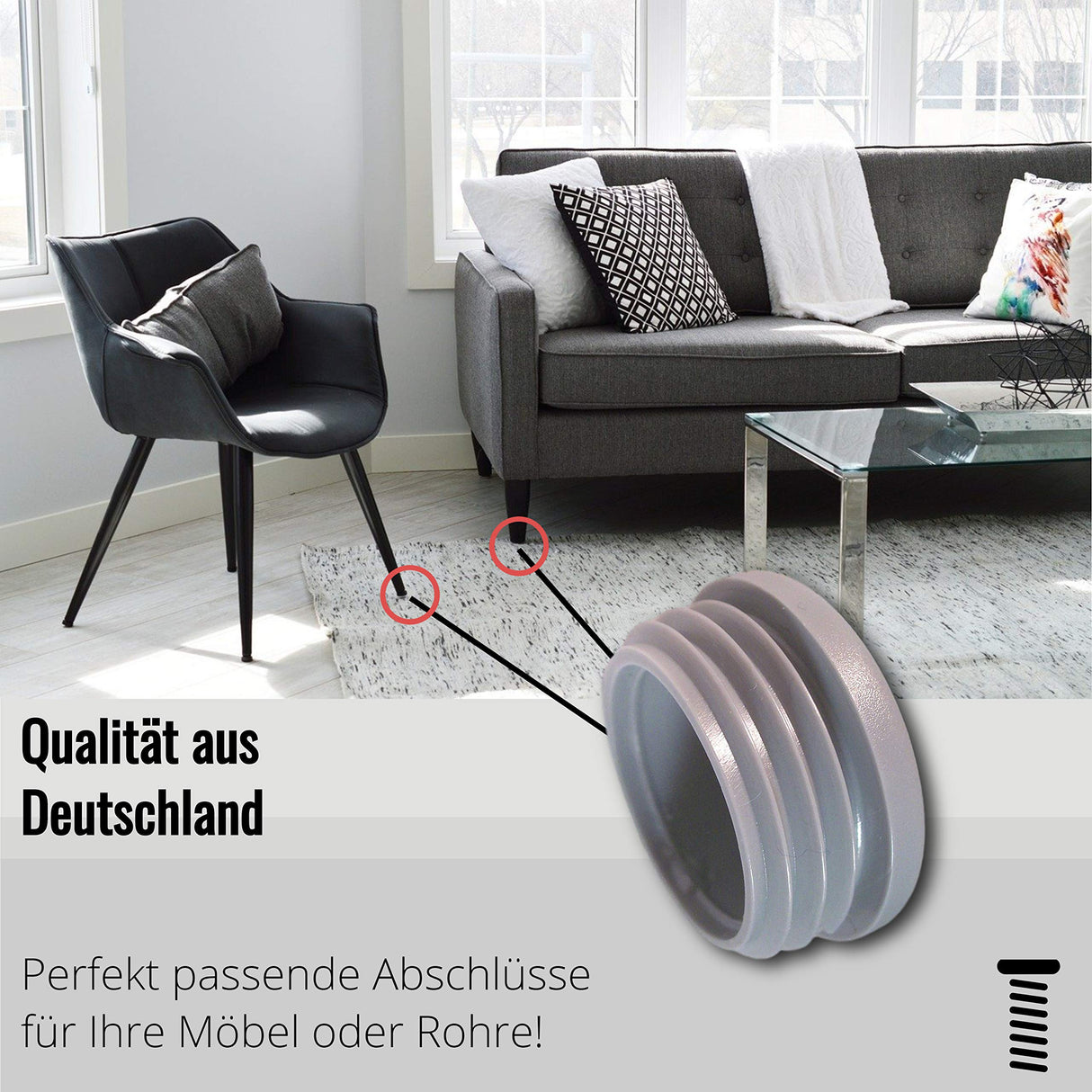 20 Gleiter/Stopfen/Lamellenstopfen Schwarz für Rundrohre