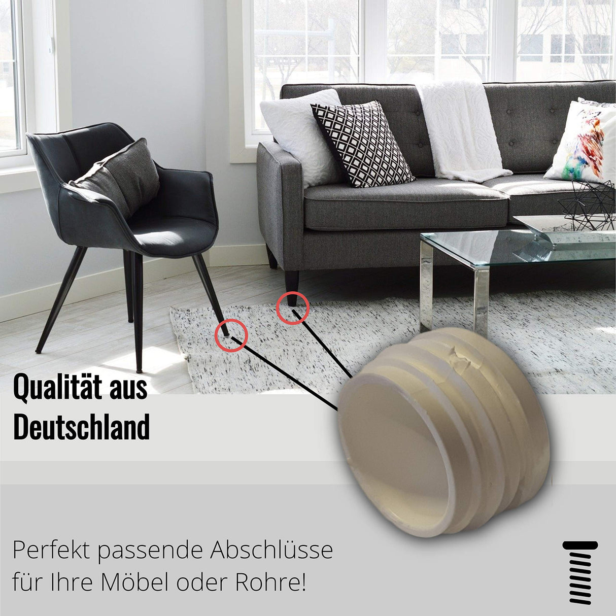 20 Gleiter/Stopfen/Lamellenstopfen Schwarz für Rundrohre