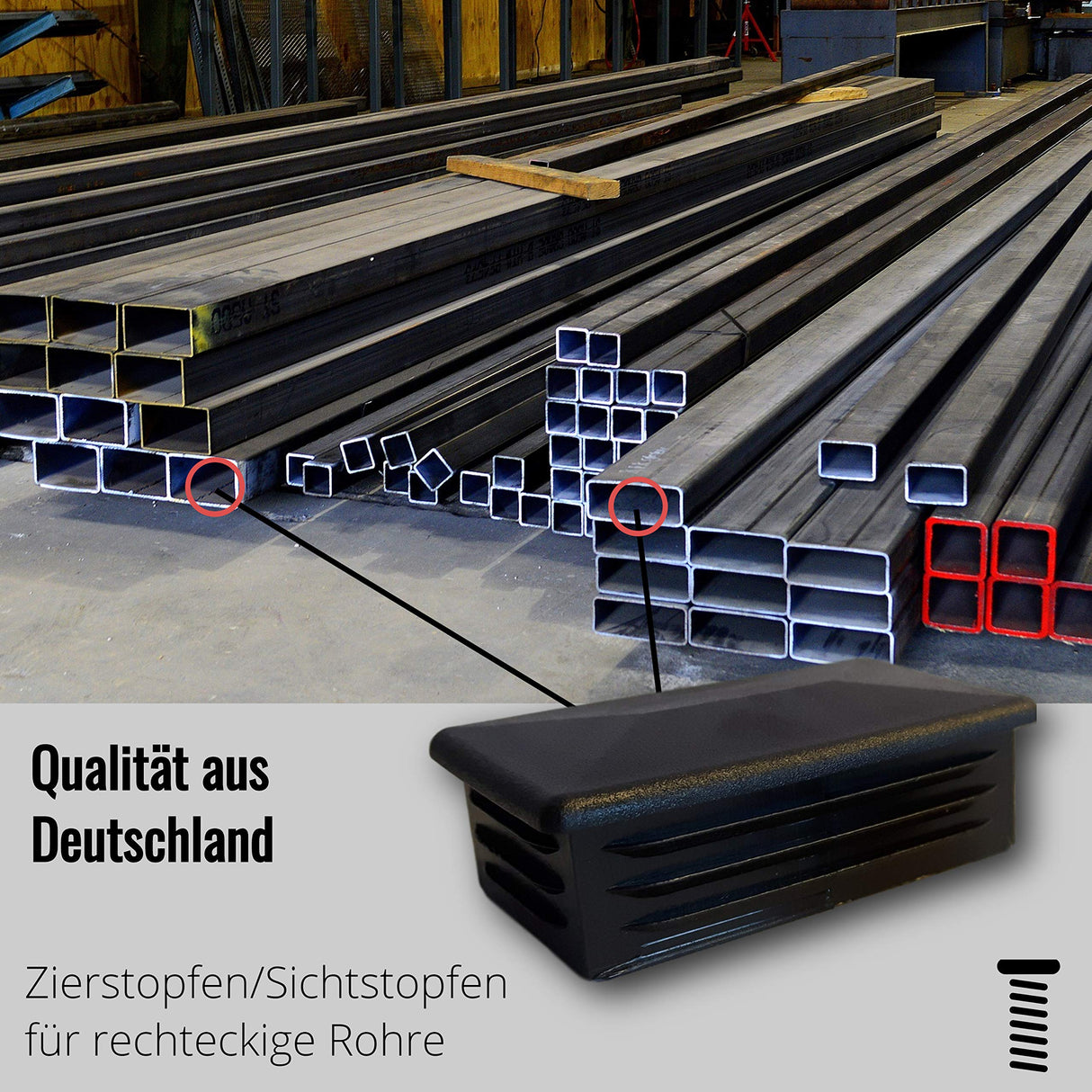 OL 4 St. Zierstopfen/Sichtstopfen für Rechteckige Rohre mit Rohrwandstärke 1,5-2 mm / 30x15mm - Klama - Möbelzubehör
