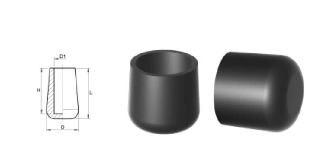 4 Kappen, schwarz, für Rundrohre/Rundstäbe/Pfostenkappen