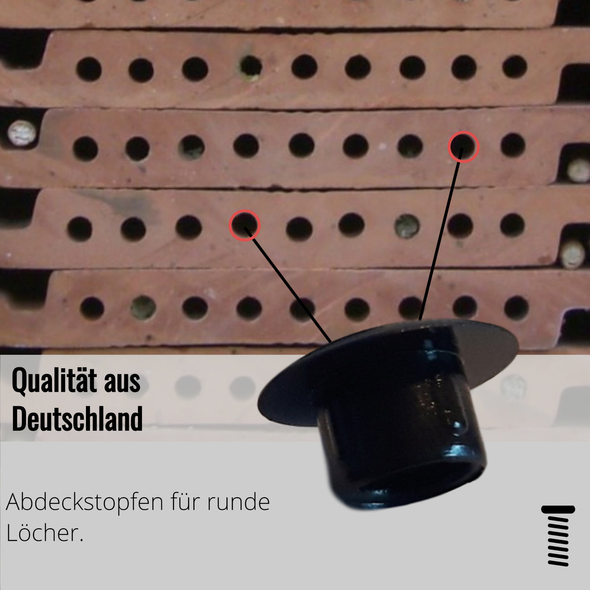 50 St. Abdeckstopfen schwarz Kunststoff für Bohrungen - Klama - Möbelzubehör