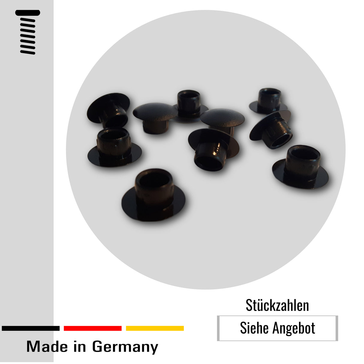 50 St. Abdeckstopfen schwarz Kunststoff für Bohrungen - Klama - Möbelzubehör