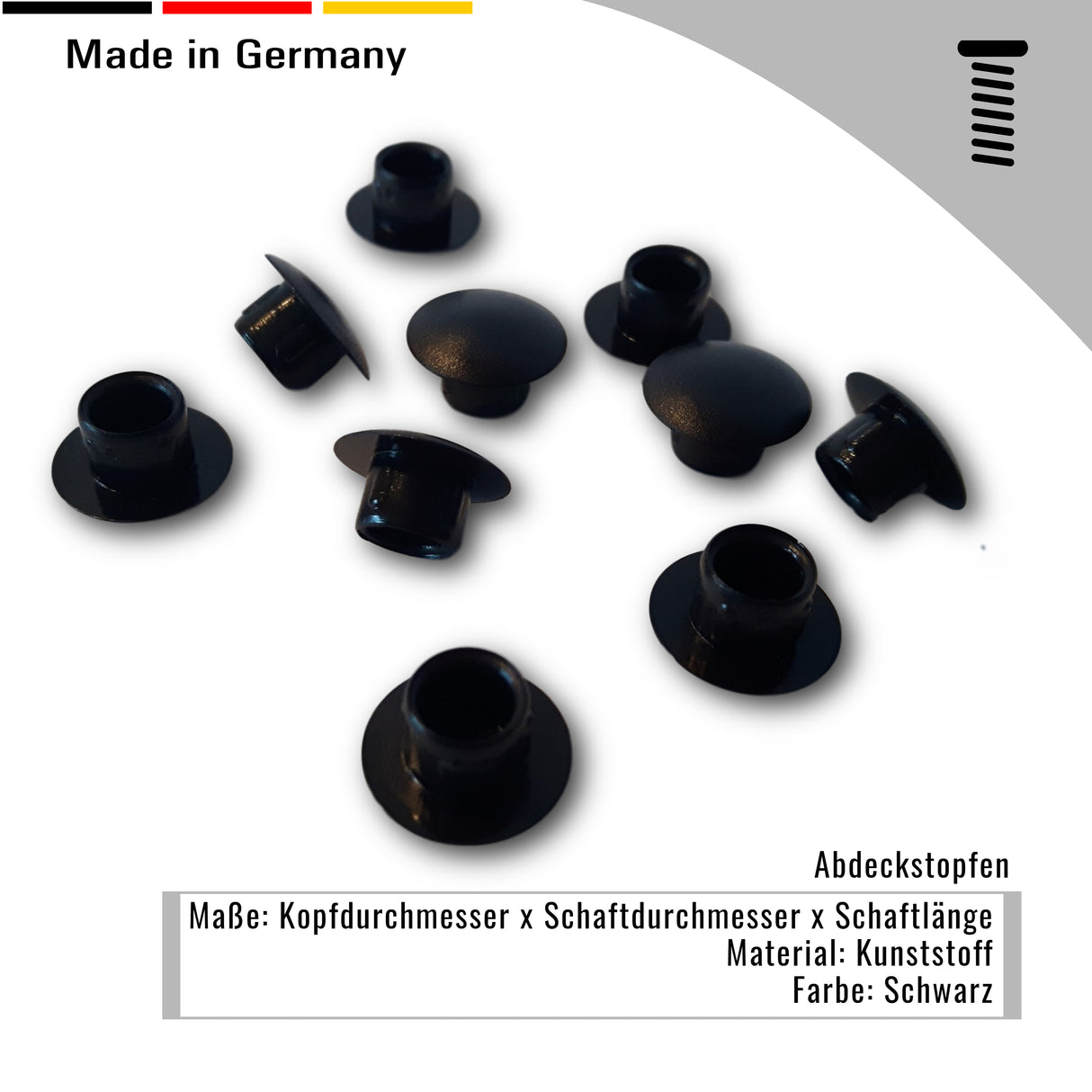 50 St. Abdeckstopfen schwarz Kunststoff für Bohrungen - Klama - Möbelzubehör