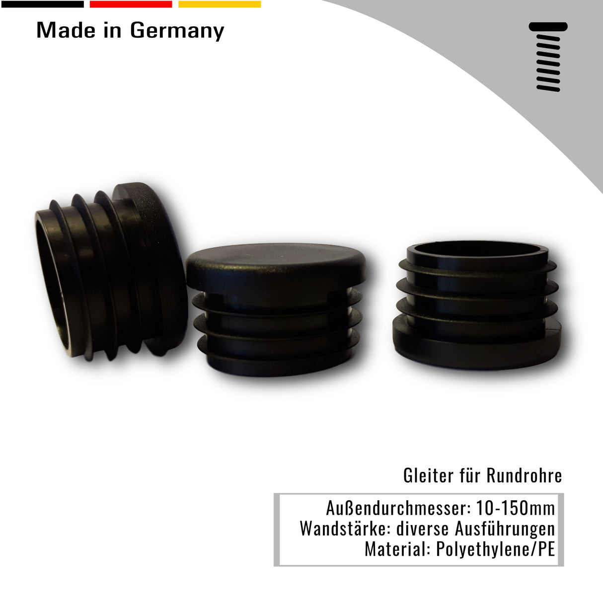 4 Gleiter für Rundrohre Lamellenstopfen