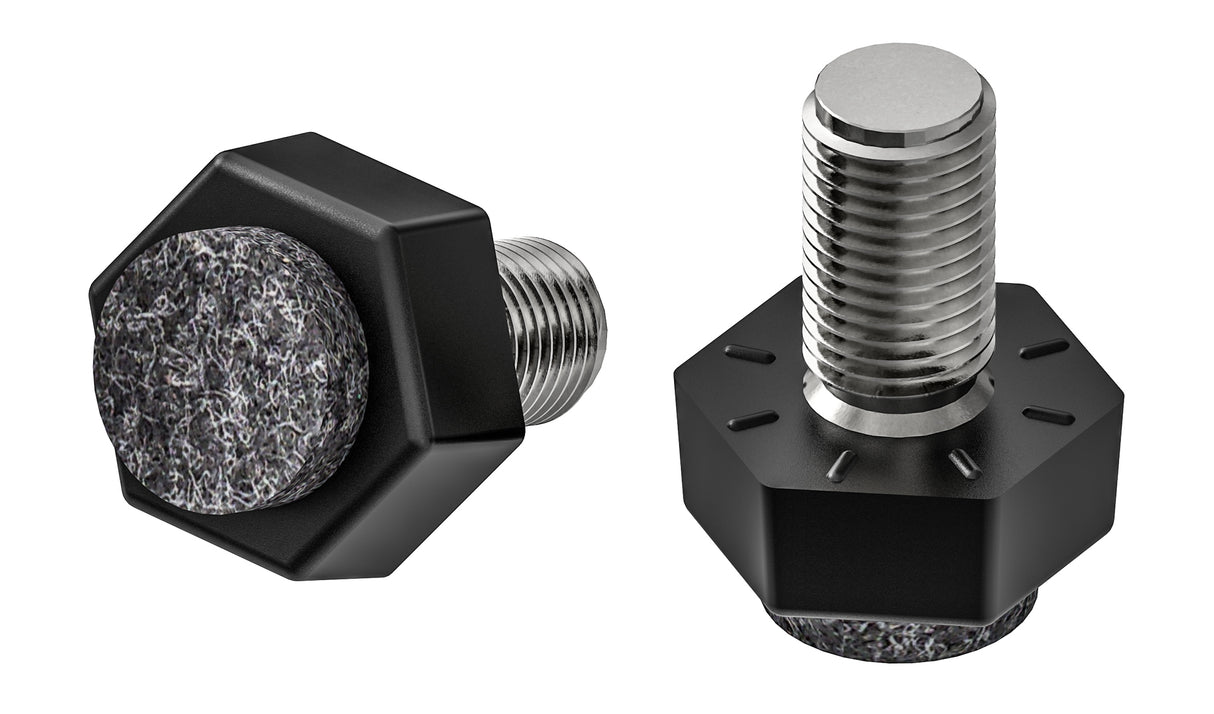 2x Bodenausgleichsschrauben Gewindegleiter Filz sechskant Gewindebolzen Stahl verzinkt