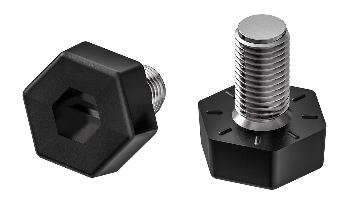 2x Bodenausgleichsschrauben Gewindegleiter Filz sechskant Gewindebolzen Stahl verzinkt