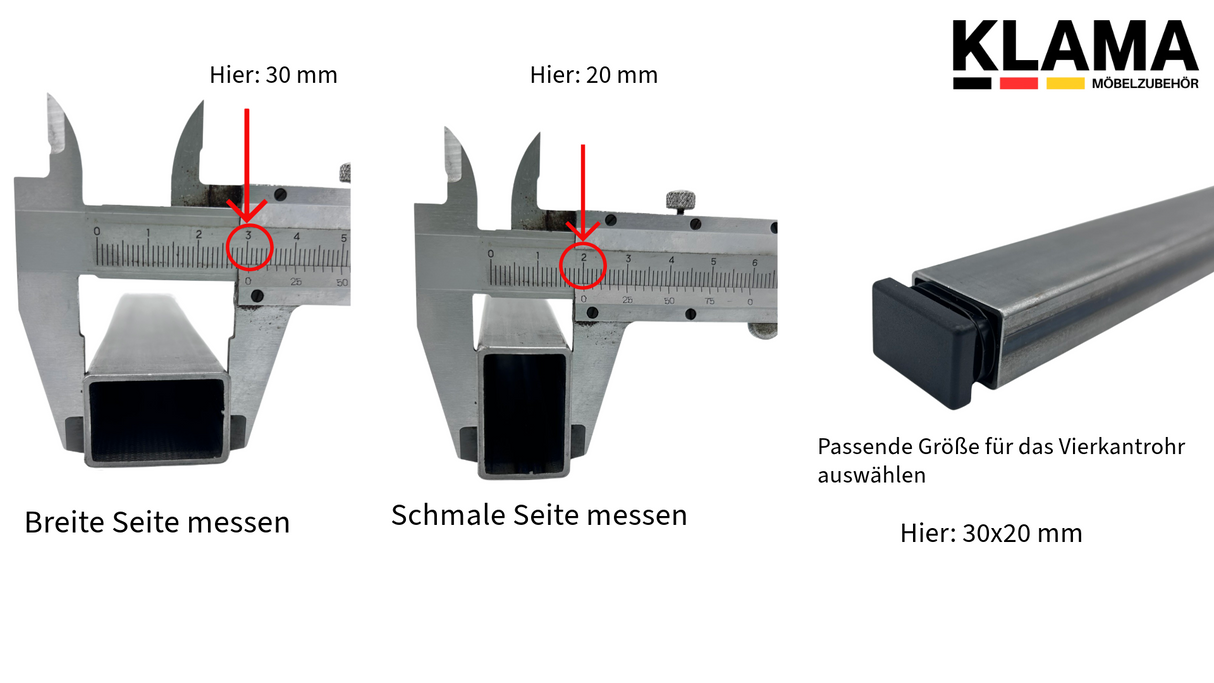 20 Lamellenstopfen für rechteckige Rohre, Schwarz - Rohrstopfen aus PE Kunststoff für Vierkantrohre