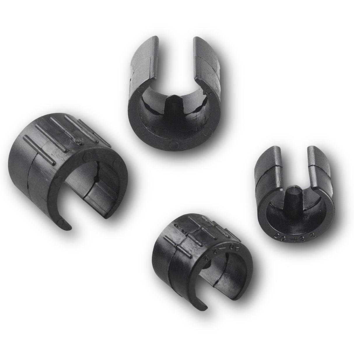4 Stuhlgleiter Freischwinger Schwarz - Klemmschalengleiter aus Kunststoff für runde Rohre in verschiedenen Größen