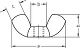 Flügelmutter Edelstahl DIN 315 A2 - rostfreie Flügelmuttern in amerikanischer Form in verschiedenen Größen (10, M6) - Klama - Möbelzubehör