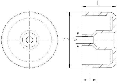 Möbelgleiter/Polsterfüße Kunststoff, Rund, Durchmesser 50 mm, Höhe 30 mm - Klama - Möbelzubehör