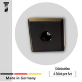 4 Möbelfüße/Polsterfüße/Gleitscheiben mit Fase, 50 x 50 mm, Kunststoff, Schwarz - Klama - Möbelzubehör