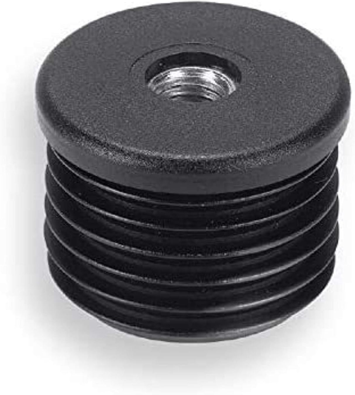 2 Gewindebuchsen Kunststoff, schwarz, mit verzinkter Stahlmutter, für Rundrohre